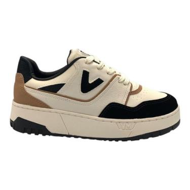 Imagem de Tênis Via Marte Feminino Sneakers Sola Alta Preto Marfim Caramelo 4202