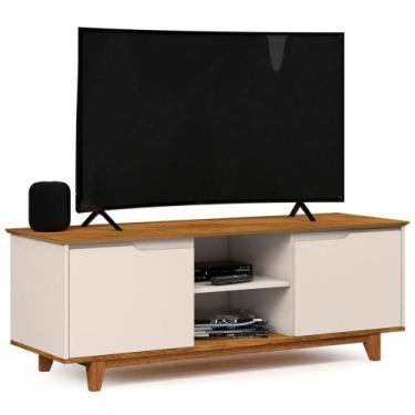 Imagem de Rack para Sala Bancada de TV 55 Pol 139cm Flow Off White/Freijó - EJ M