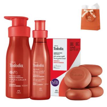 Imagem de Kit Presente Perfume Natura Tododia Morango Baunilha Dourada