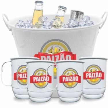 Imagem de Kit Paizão Balde de Gelo + Canecas de Alumínio + Abridor - Planetarte,