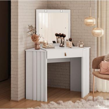 Imagem de Penteadeira Camarim com Espelho e LED 1 Gaveta Glow A04 Branco - Lyam Decor