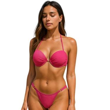 Imagem de Biquíni Feminino Meia Taça Com Bojo Calcinha Fita lateral Regulável Fi