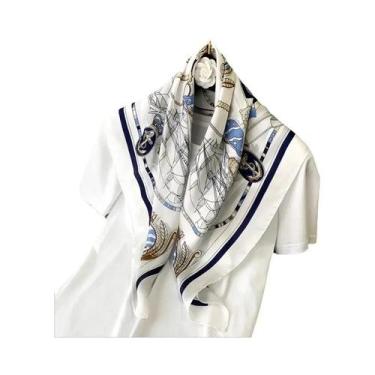 Imagem de Lenço Feminino De Cetim De Seda Macio Com Estampa De Cavalo, Lenço Qua