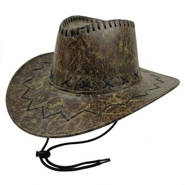 Imagem de Chapéu Country Cowboy Aba Larga Unissex Marrom Design Clássico para Rodeio e Cavalgadas Tamanho Único