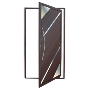 Imagem de Porta de Alumínio Pivotante Lambril 210x100cm com Puxador Corten Super