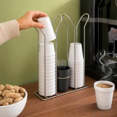 Imagem de Suporte De Copos Descartáveis Para Chá Café Bebidas Organizador Cores 