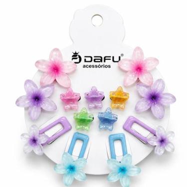 Imagem de Kit Acessórios Para Cabelo: 4 Presilhas, 4 Piranhas e 4 Elásticos Df41