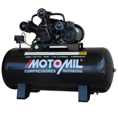 Imagem de Compressor 15 Pés 3 hp 175 Litros 3 Pistões cmw com Motor Mono motomil