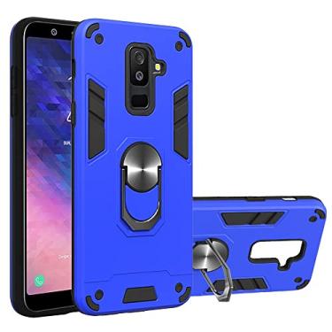 Imagem de Capa de celular Para Samsung Galaxy A6 Plus 2018 / A9 Star Lite Case, capa à prova de choque de grau militar com suporte de montagem de carro magnético caço protetor (Color : BLUE)