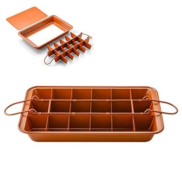 Imagem de FUYTERY Brownie Pan Live Fundo Quadrado Antiaderente Divisores Forno Assar Bolo Bolo