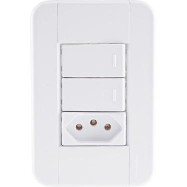 Imagem de Conjunto 4x2 com 2 Interruptores Simples 10 A 250 V e 1 Tomada 2P+T 10 A 250 V Tramontina Tablet Branco Tramontina
