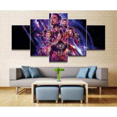 Imagem de Quadro Decorativo Vingadores end game 5 peças 130x65 cm em