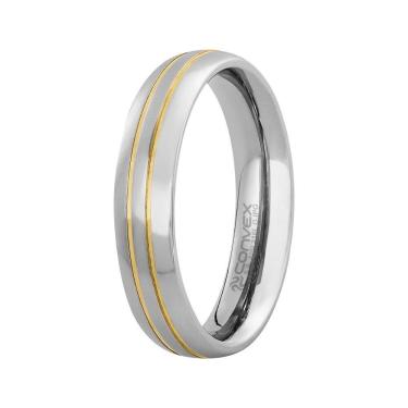 Imagem de Aliança Aço Berlim 5mm com Filete Central Duplo Gold IPG