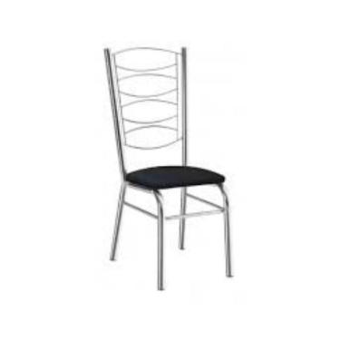 Imagem de Cadeira Gisele Cromada Com Reforço- Assento Corino Preto