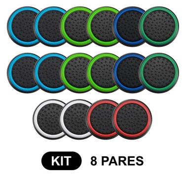 Imagem de 8 Pares de Grips p/ controle Anti Derrapante Silicone Botão Analógico do Joystick