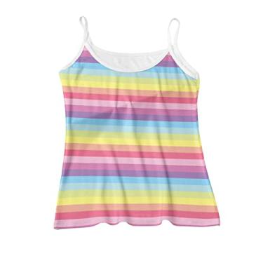 Imagem de Camiseta regata infantil infantil infantil para meninas com estampa de cartton, sem mangas, regata cropped para crianças (roxo, 2 a 3 anos)