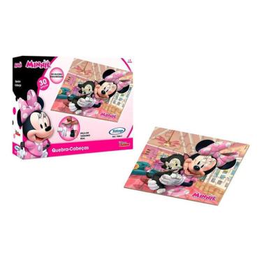 Imagem de Quebra Cabeça Minnie Disney Infantil 30pçs em madeira Minie
