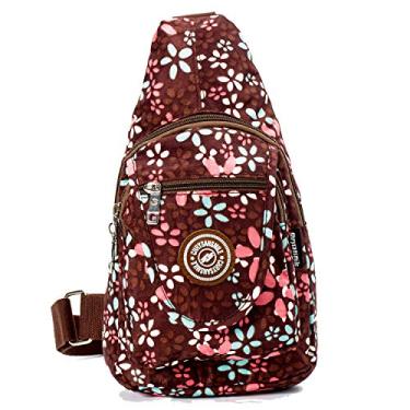 Imagem de Chrysansmile Bolsa tiracolo de nylon para mulheres, homens, pochetes, estampa de flores, pequena mochila para viagens, caminhadas, Bo-rosered, One Size, Compacto