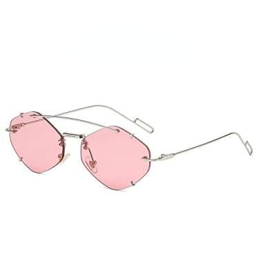 Imagem de Óculos de sol poligonais sem aro moda óculos femininos óculos de sol retrô óculos de sol de luxo óculos de sol UV400 óculos de sol, 5,A
