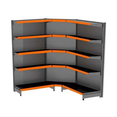 Imagem de Gondola Parede 196 Amapa Flex 60 Kit 2m 1 Canto Preto Fx Lar