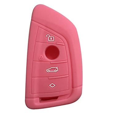 Imagem de CSHU Porta-chaves do carro capa porta-chaves porta-chaves Bolsa-chave, adequado para BMW 525li F15 F16 F48 G30 F85 G11 M 2018 X1 X3 X4 X5 X6 35i 50i 1 2 5, Rosa
