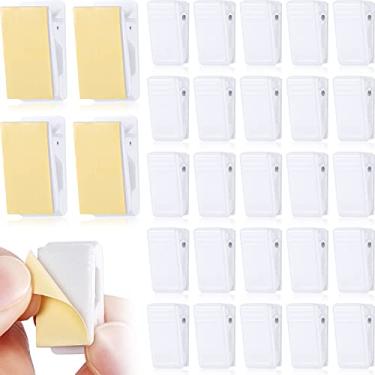 Imagem de 30 peças clipes autoadesivos clipes de tapeçaria de parede clipes adesivos clipes de plástico para fotos pequenos clipes de mola pendurados para pôster parede de foto professor aplicações domésticas de estudantes (branco)