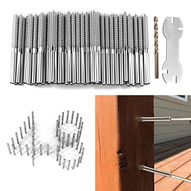 Imagem de Pacote com 48 parafusos Swage Lag esquerdo e direito para kit de trilhos de cabo de 1/8 polegada, kit de balaústre de aço inoxidável T316, trilho de madeira para escada de aço inoxidável, kit de balaústre faça você mesmo