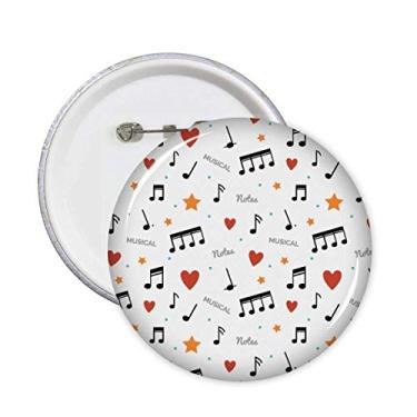 Imagem de Notas musicais com estrelas corações alfinetes botão crachá decoração de roupas redondas 5 peças