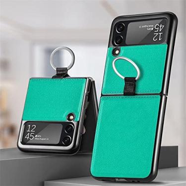 Imagem de Couro PU PC Lichia Padrão Telefone Fundas Para Samsung Galaxy Z Flip 3 Flip3 5G Coque ZFlip3 Protect Shell, verde, 06, para Z Flip3 5G