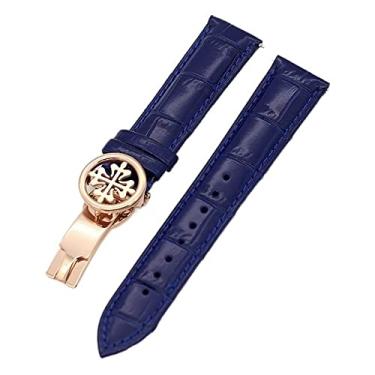 Imagem de CZKE Pulseira de relógio de couro genuíno 19MM 20MM 22MM pulseiras para Patek Philippe Wath pulseiras com fecho de aço inoxidável masculino feminino (cor: 10mm fecho de ouro, tamanho: 19mm)