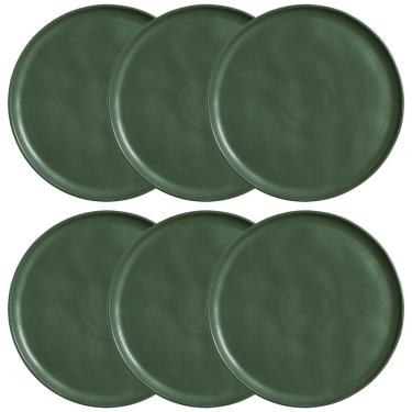 Imagem de Conjunto com 6 Pratos Rasos Porto Brasil Bio Leaf em Stoneware 27,5 cm – Verde