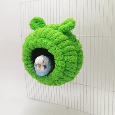 Imagem de Cama de ninho de pássaro quente de inverno, rede para pendurar, cabana aconchegante, casa de papagaio, brinquedo para gaiola de pássaros, poleiro para pássaros, periquitos, passarinho tílio, hamster, chinchila, porquinho-da-índia (verde)