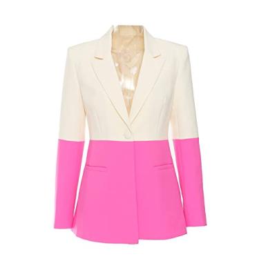 Imagem de Blazer feminino com decote em V, formal, escritório, trabalho, jaqueta, calça flares conjunto de terno slim fit, blazer calça, 2 peças, A, PP