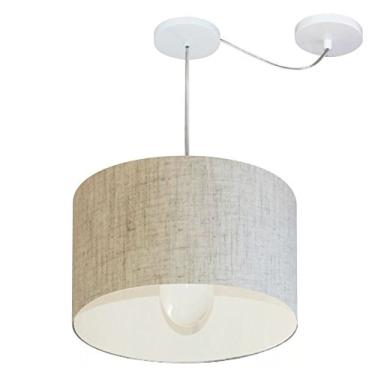 Imagem de Lustre Pendente com Desvio de Centro Cúpula Tecido 40x25 cm, Vivare Iluminação, Pendente4226 RST, Rustico Bege, Médio