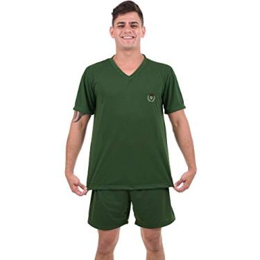Imagem de Pijama 4 Estações Curto Masculino Fechado Verão (M, Verde Escuro)