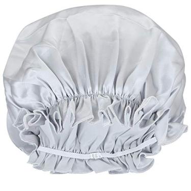 Imagem de Moonsix boné feminino de seda natural para dormir, boné de cetim elástico para cuidados com o cabelo, 4-Grey(Elastic), One Size