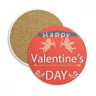 Imagem de Caneca Happy Valentine's Day Angels Love porta-copos Caneca de proteção de mesa Pedra absorvente