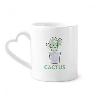 Imagem de Suculentas de cacto, planta em vaso, caneca de aquarela de cerâmica para café copo de coração de vidro