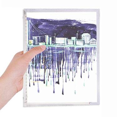 Imagem de Caderno de aquarela Night Starry Sky Modern City com folhas soltas e diário recarregável