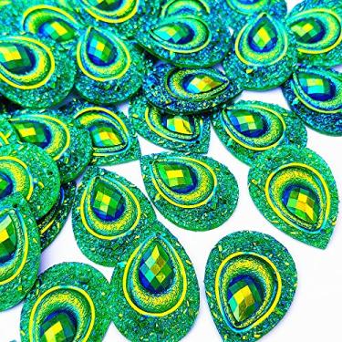 Imagem de Botões brilhantes de cor AB costurados em strass com contas lisas para costura para fantasia de casamento, decorações de vestido de casamento 18 x 25 mm, 50 peças, Verde, 1