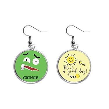 Imagem de Brinco de flor de sol verde com emoção cringe com medo de orelha avermelhada, joia moderna