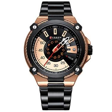 Imagem de Relógio de pulso masculino de quartzo CIGOO 8345 com pulseira de aço inoxidável, indicador de data, calendário, acessórios impermeáveis