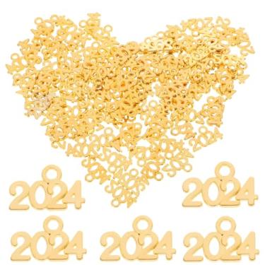 Imagem de SEWACC 100 Pçs 2024 Encantos De Metal Ano Sinete Encantos Pingente 2024 Ano Carta Encantos Pingente Liga Encantos Antigos Para Pulseira Colar Brinco Jóias Fazendo C