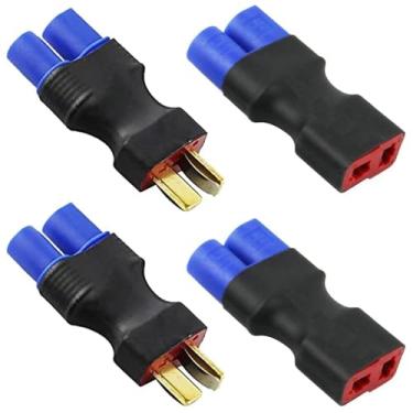 Imagem de 4 pçs adaptador de conector de bateria RC LiPo compatível com EC3 para Deans T conectores macho fêmea ESC carregador (2 pares)
