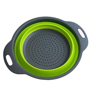 Imagem de Escorredor Macarrao Silicone Verde Dobravel 30 Cm Vapor Legumes Verduras Cozinha