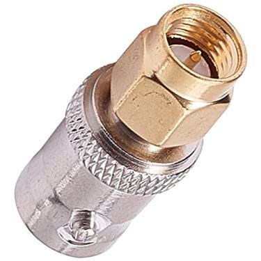 Imagem de Bettomshin 1 peça SMA macho para BNC fêmea conector adaptador coaxial RF para antenas dispositivos LAN sem fio cobre puro banhado a ouro