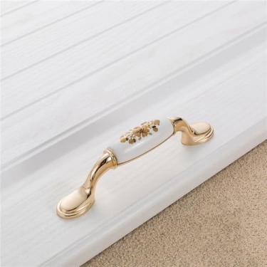 Imagem de Armário de cozinha alça de armazenamento flor de ouro cerâmica maçaneta da porta do armário antigo puxa ferragens, 701,96mm gp