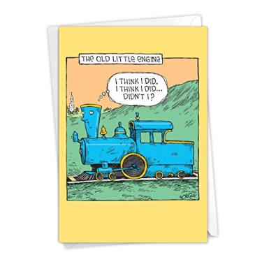 Imagem de NobleWorks - 1 cartão de aniversário de humor com envelope - Desenhos engraçados para saudações de aniversário, cartão de nota de celebração - Old Little Engine C6955BDG