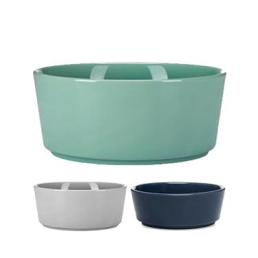 Imagem de Waggo Tigela simples de cerâmica sólida para cães para raças médias e grandes - Prato de água e ração para animais de estimação pesado e durável, seguro para micro-ondas e lava-louças, moderno (médio