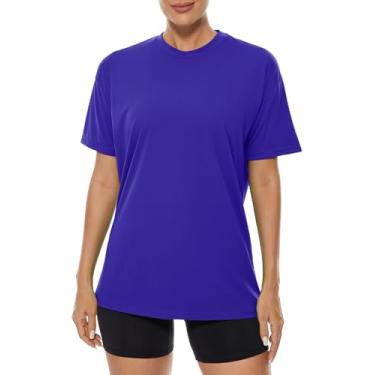 Imagem de Lavento Camiseta feminina de gola redonda e manga curta para treino – Camiseta atlética para academia e ioga, Iris Blue, 5